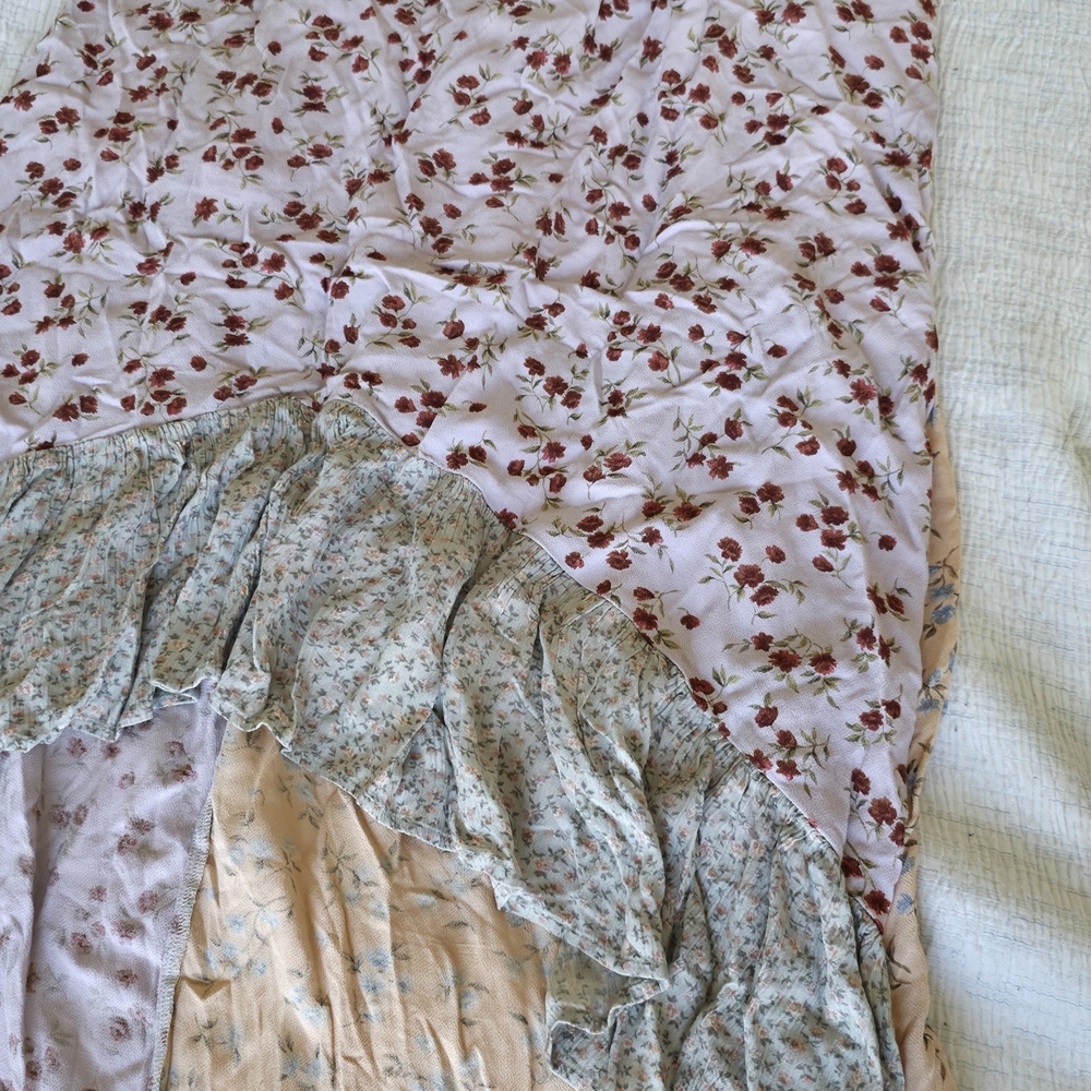 American Eagle Boho Patchwork High Low Skirt Ruff… - image 3